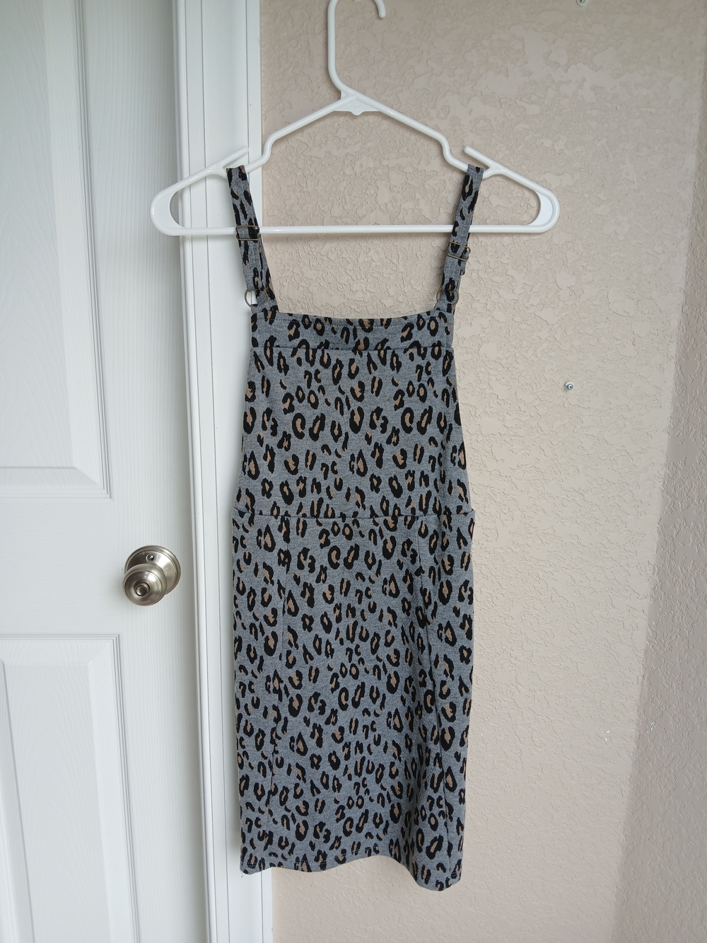 Leopard Print Pinafore Dress - Grey and Black